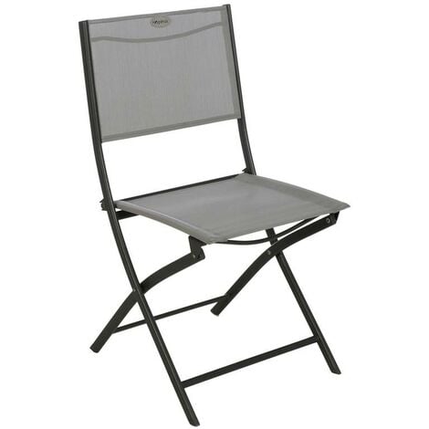 HESPERIDE Lot de 4 chaises de jardin pliantes Modula galet & graphite acier traité époxy - Hespéride