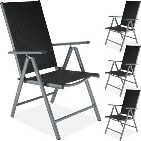 Lot de 4 chaises de jardin pliantes Pliable Dossier réglable en 7 positions