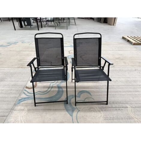 Lot de 4 chaises de jardin pliantes,chaise camping terrasse balcon,Charge maximale 150 kg,avec dossier, accoudoirs-Noir