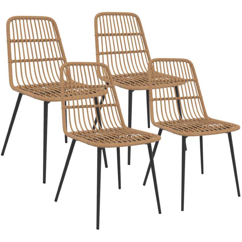 Lot de 4 chaises de jardin summer métal et rotin