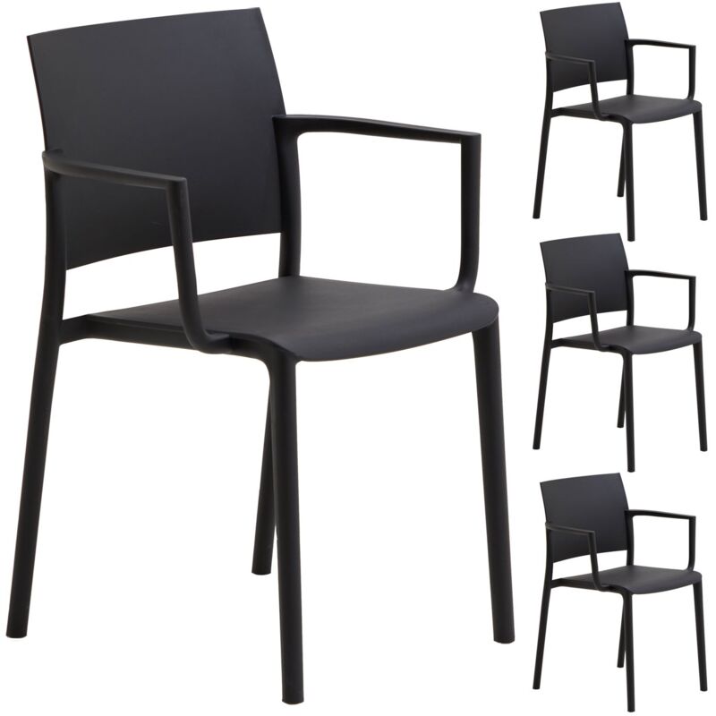 Lot de 4 chaises de jardin TERRA - Noir