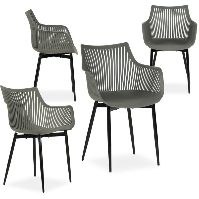 Idimex - Lot de 4 chaises de jardin violetta anti-UV - Gris