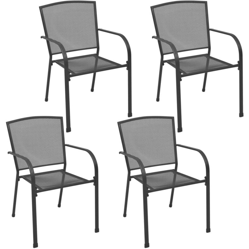 Lot de 4 Chaises de jardin,Chaises d'extérieur Design maillé Anthracite Acier CFW32559