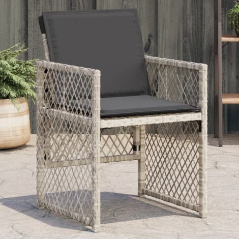 Lot de 4 Chaises de jardin,Siège de Terrasse Chaise d'extérieur avec coussins gris clair poly rotin CFW36723