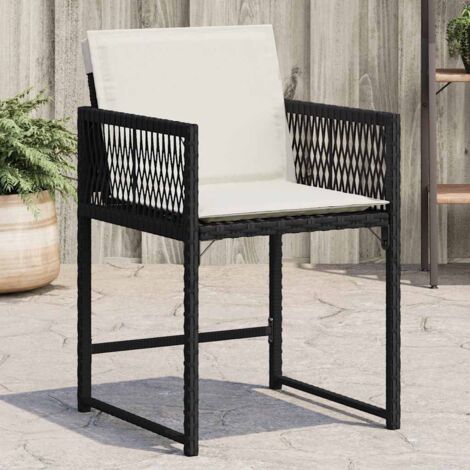 Lot de 4 Chaises de jardin，Siège de Terrasse  Chaise d'extérieur avec coussins noir résine tressée CFW21833