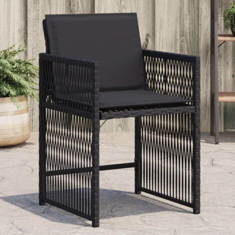 Lot de 4 Chaises de jardin，Siège de Terrasse  Chaise d'extérieur avec coussins noir résine tressée CFW72043