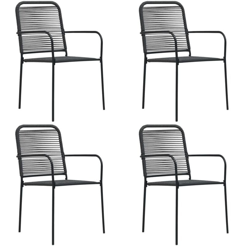 Design In - Lot de 4 Chaises de jardin,Siège de Terrasse Chaise d'extérieur Corde en coton et acier Noir CFW250833