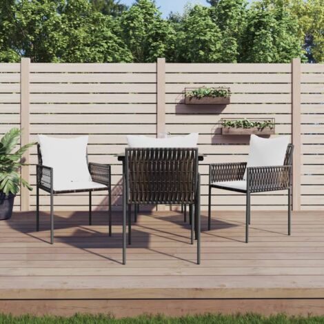 Lot de 4 Chaises de jardin,Siège de Terrasse Chaise d'extérieur et coussins marron 54x61x83 cm rotin CFW347142