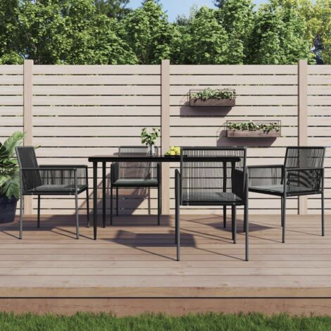 Lot de 4 Chaises de jardin，Siège de Terrasse  Chaise d'extérieur et coussins noir 54x60,5x83,5 cm CFW867508