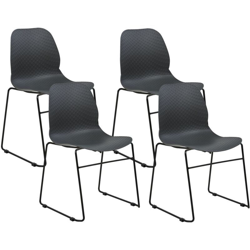 Beliani - Lot de 4 Chaises de Repas Empilables Sans Accoudoirs Design Moderne avec Pieds en Acier et Plastique Gris Foncé Panora