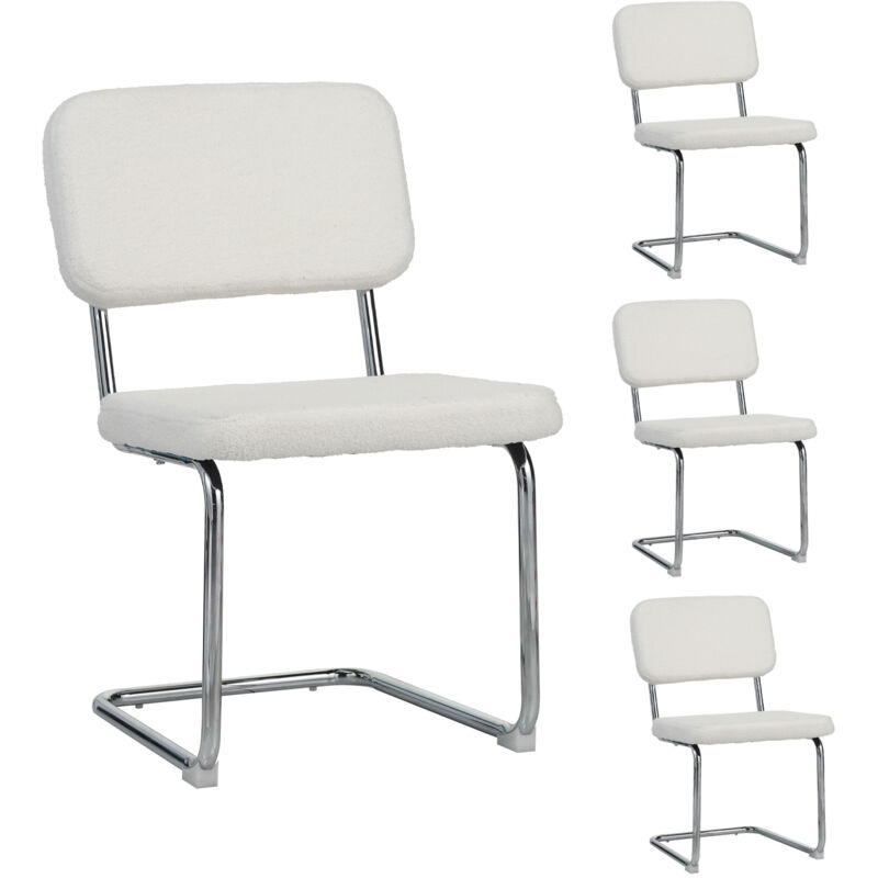 M&s - Lot de 4 chaises de repas en tissu bouclette blanc - sherpa