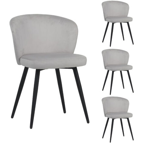 Lot de 4 chaises de repas en velours gris - VELVET