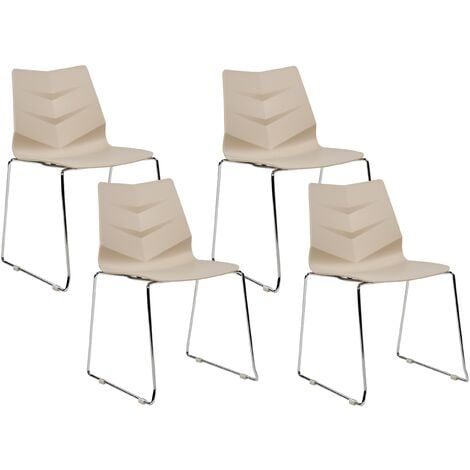 BELIANI Lot de 4 Chaises de Repas Modernes Empilables en Plastique Beige Hartley