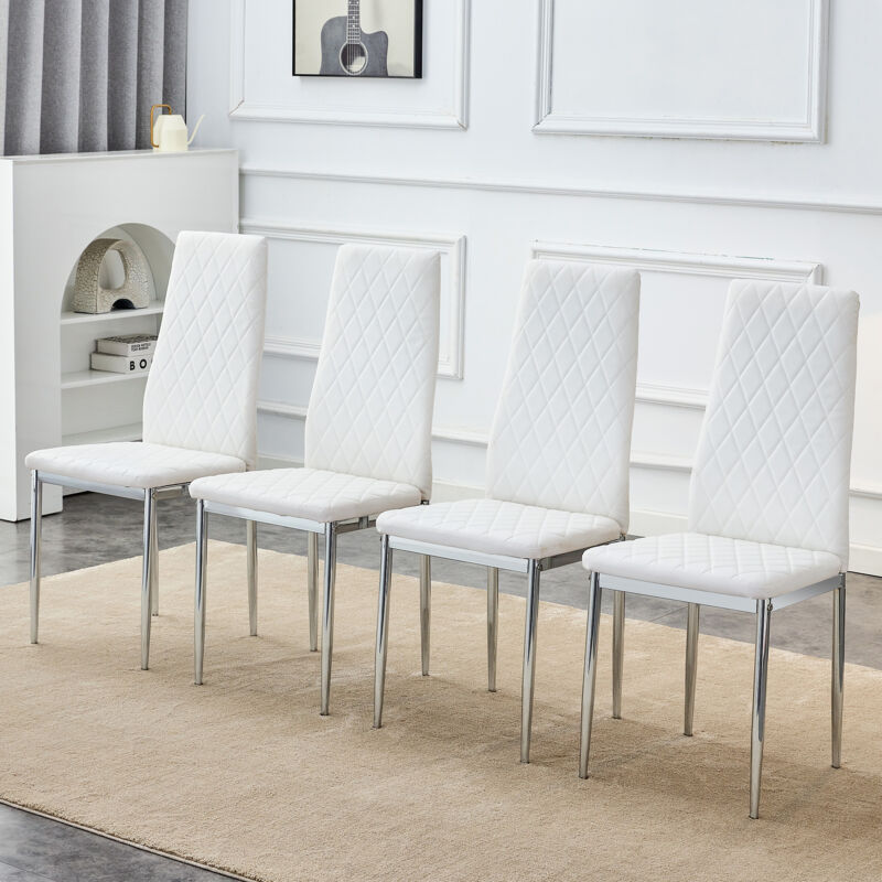 Lot de 4 Chaises de salle à manger 38x38x98cm Chaises de cuisine Pieds métalliques en Pu Style moderne minimaliste Pour Bureau Salle à manger Salon