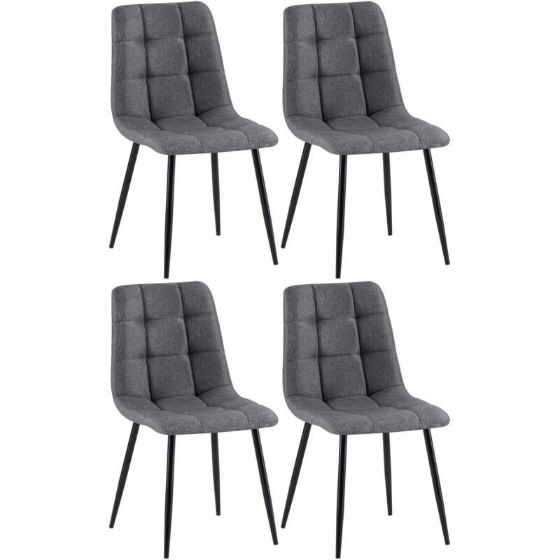 CLP - Lot de 4 chaises de salle à manger Antibes tissu Gris foncé