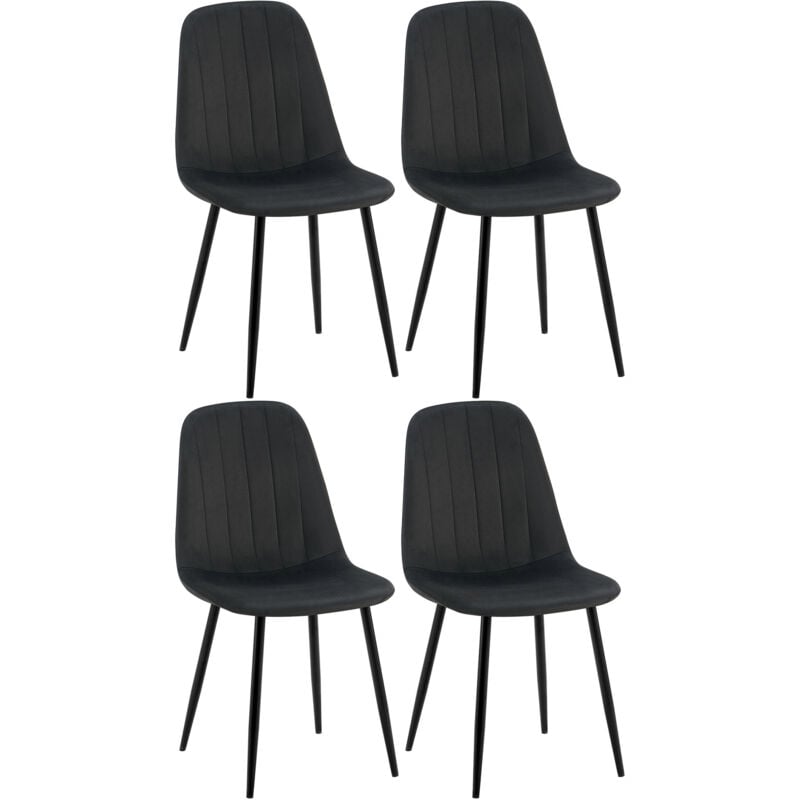 CLP - Lot de 4 chaises de salle à manger Baxter velours Noir
