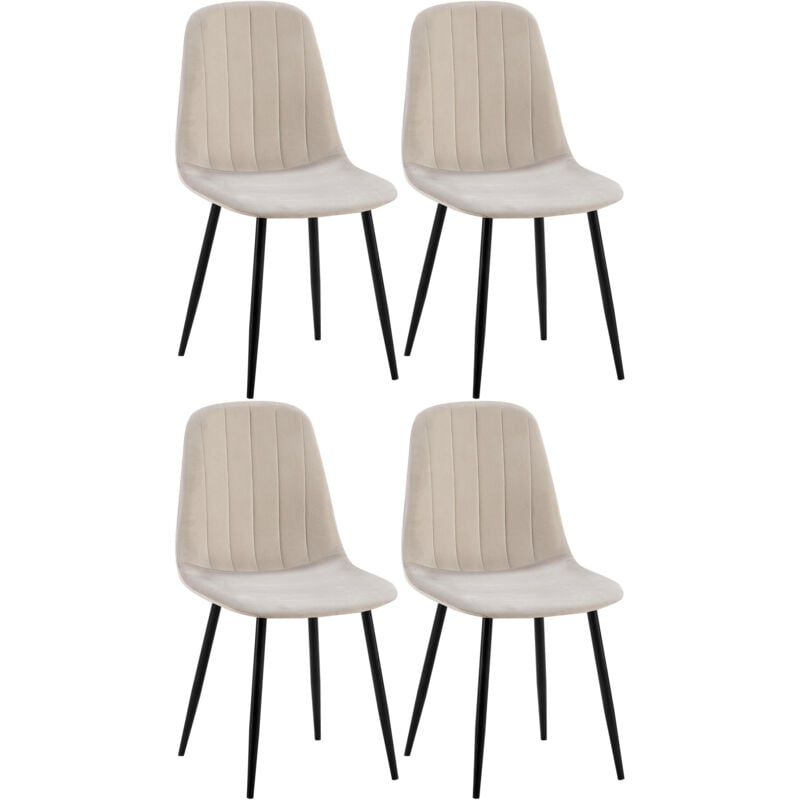 CLP - Lot de 4 chaises de salle à manger Baxter velours Gris