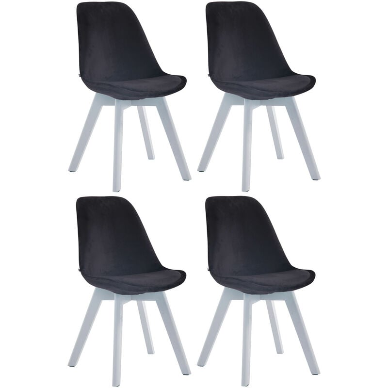 CLP - Lot de 4 Chaises de salle à manger Borneo V2 en velours Noir Blanc
