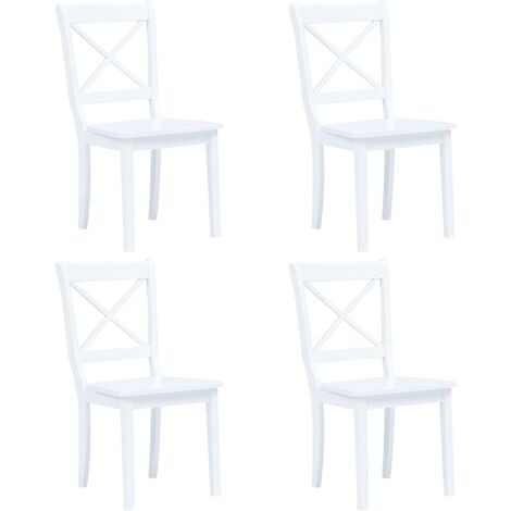 Lot de 4 Chaises de salle à manger, Chaise à dîner, Fauteuils de Relaxation blanc bois d'hévéa massif BGT34734