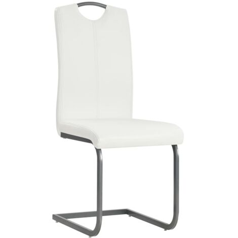 Lot de 4 Chaises de salle à manger, Chaise à dîner, Fauteuils de Relaxation cantilever blanc similicuir BGT58418