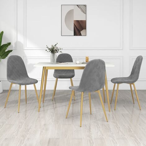 Lot de 4 Chaises de salle à manger, Chaise à dîner, Fauteuils de Relaxation gris clair velours BGT17063