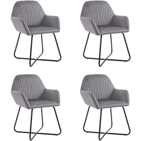 Lot de 4 Chaises de salle à manger, Chaise à dîner, Fauteuils de Relaxation gris velours BGT83760
