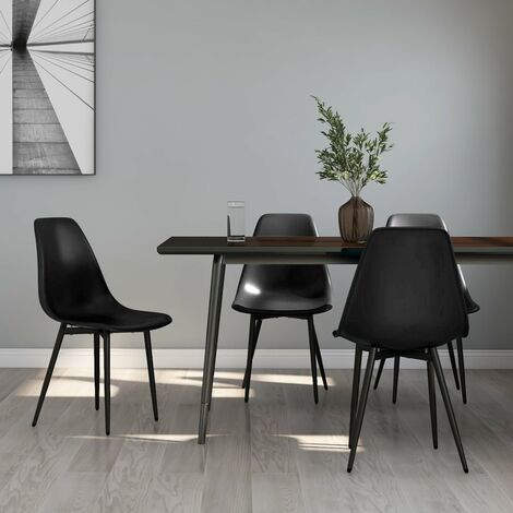 Lot de 4 Chaises de salle à manger, Chaise à dîner, Fauteuils de Relaxation noir PP BGT61329