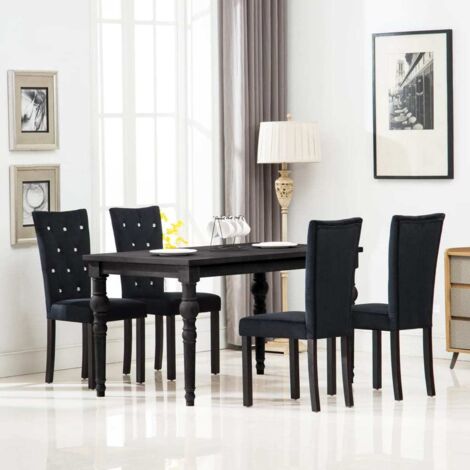 Lot de 4 Chaises de salle à manger, Chaise à dîner, Fauteuils de Relaxation Noir Velours BGT98425