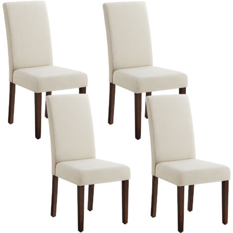 Lot de 4 Chaises de Salle à Manger, Chaises Cuisine, Dossier Haut, pour Cuisine, Assise Épaisse, 58 x 48 x 100 cm, Blanc