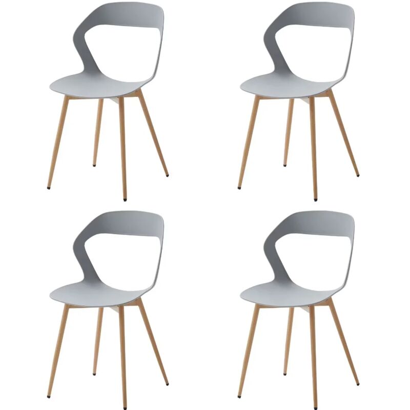 Wokaka - Lot de 4 chaises de salle à manger - Chaises scandinaves - Chaises en plastique - Gris