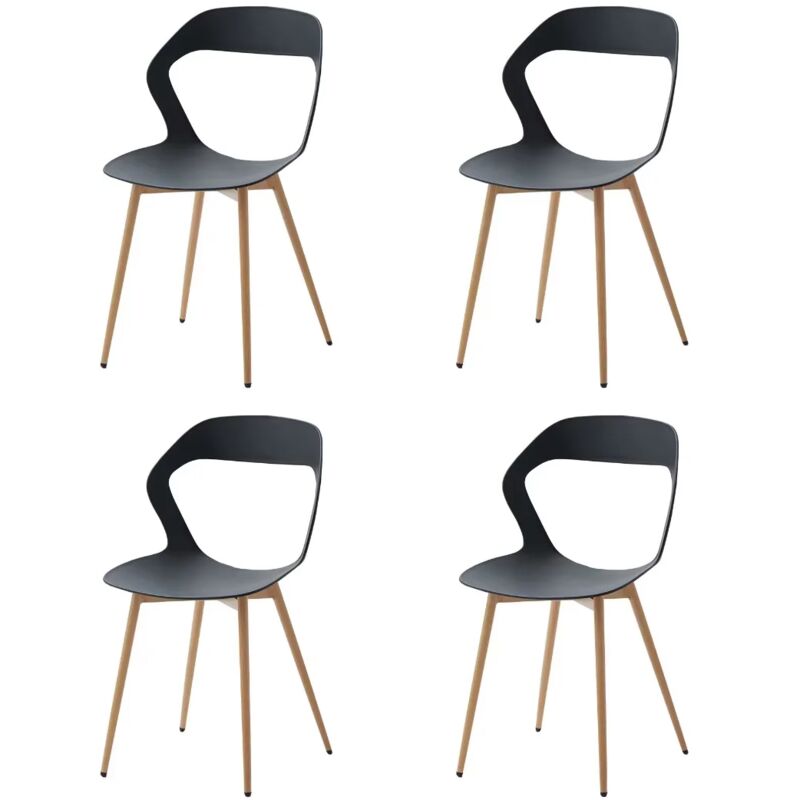 Wokaka - Lot de 4 chaises de salle à manger - Chaises scandinaves - Chaises en plastique - noir