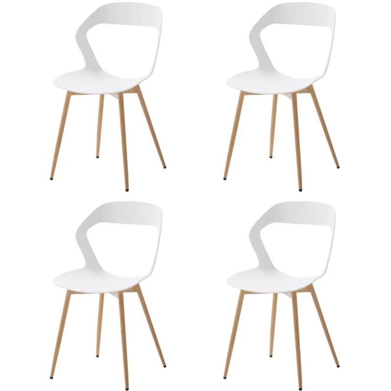 Wokaka - Lot de 4 chaises de salle à manger - Chaises scandinaves - Chaises en plastique - Blanc