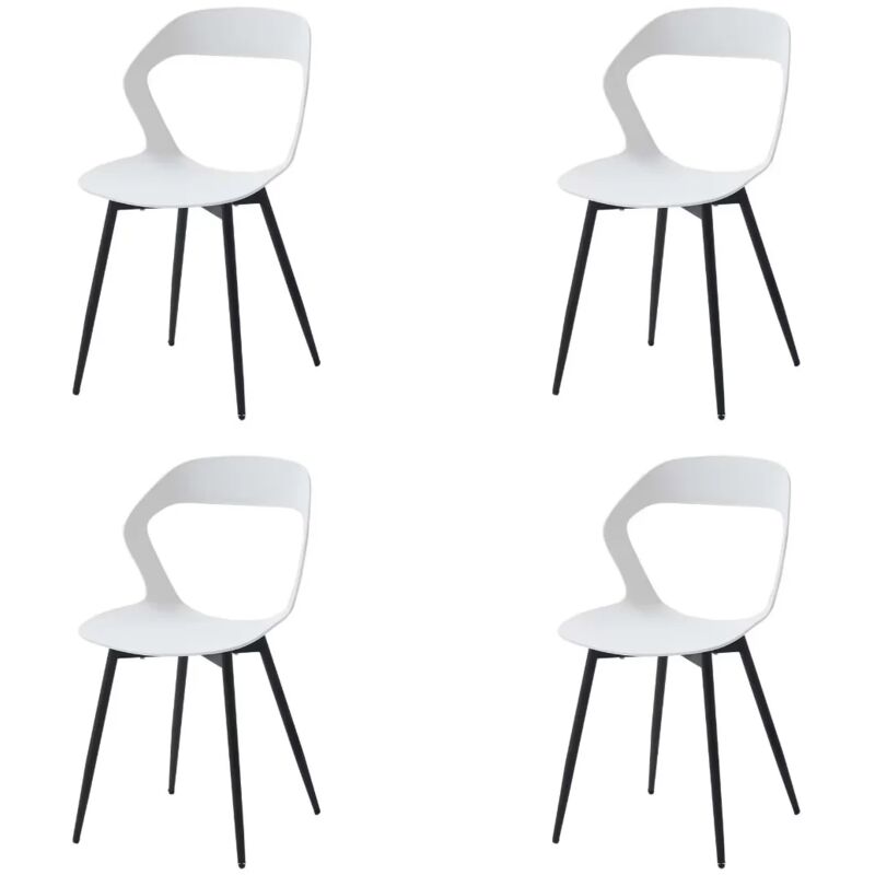 Wokaka - Lot de 4 Chaises de Salle à Manger - Chaises Scandinaves - Chaises en Plastique avec Pieds en Métal - Blanc