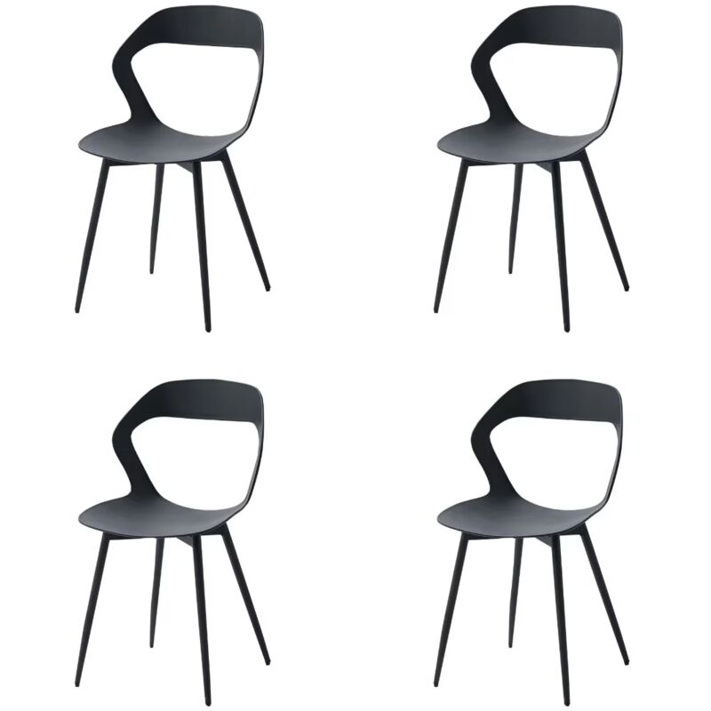 Wokaka - Lot de 4 Chaises de Salle à Manger - Chaises Scandinaves - Chaises en Plastique avec Pieds en Métal - Noir