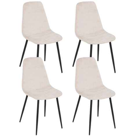 Lot de 4 chaises de salle à manger coloris beige et pieds en métal noir - Longueur 51 x Profondeur 45 x Hauteur 87 cm