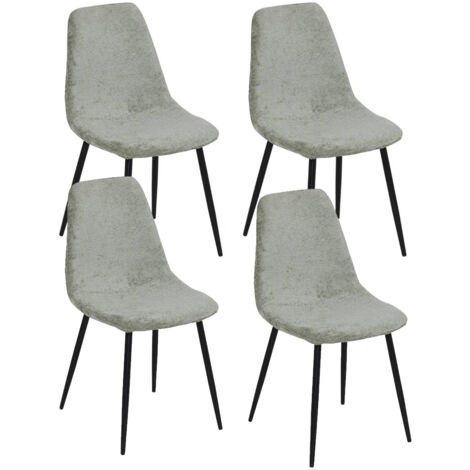 Lot de 4 chaises de salle à manger coloris Kaki et pieds en métal noir - Longueur 51 x Profondeur 45 x Hauteur 87 cm