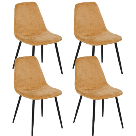 Lot de 4 chaises de salle à manger coloris Ocre et pieds en métal noir - Longueur 51 x Profondeur 45 x Hauteur 87 cm