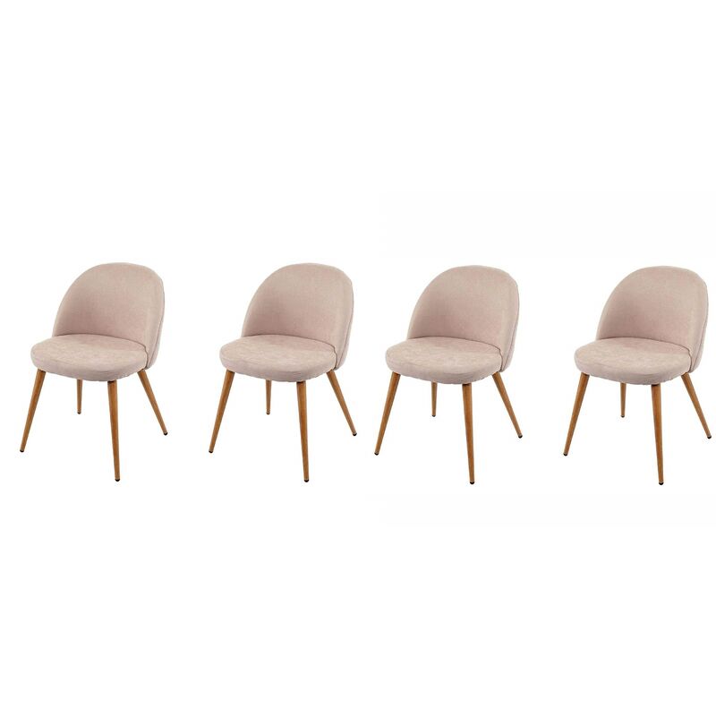 Décoshop26 - Lot de 4 chaises de salle à manger crème pieds en bois style rétro CDS04516