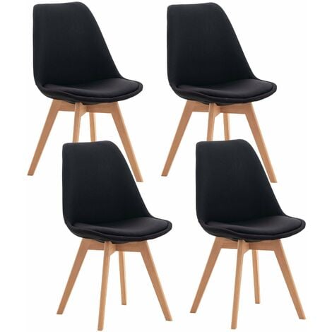 Lot de 4 chaises scandinaves - SWEEEK - Fauteuils 1 place - Pieds bois de  hêtre - Noir - Cdiscount Maison