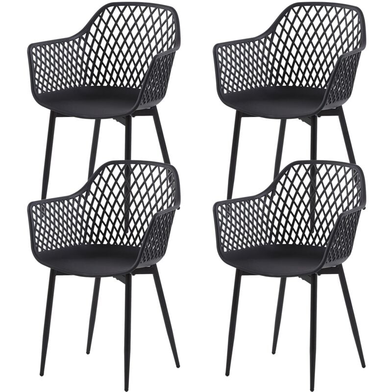 Eggree - Lot de 4 Chaises de Salle à Manger de Style Scandinave - Noir - Idéales pour Terrasse, Jardin et Extérieur