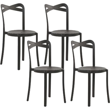 Lot de 4 Chaises de Salle à Manger Design en Plastique Noir Empilables pour Intérieur et Extérieur au Style Moderne et Scandianave Beliani - Noir