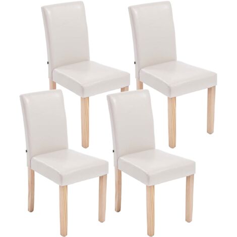 Lot de 4 chaises de salle à manger design moderne en PVC crème et pieds en bois clair 100001763