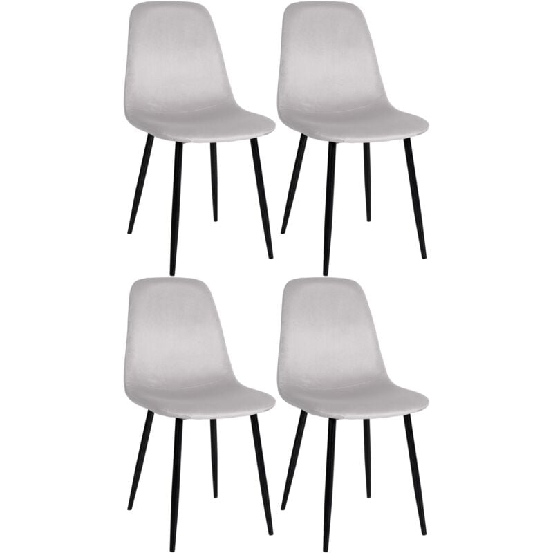 Décoshop26 - Lot de 4 chaises de salle à manger design simple avec pieds en métal noir et assise en tissu crème 100001833