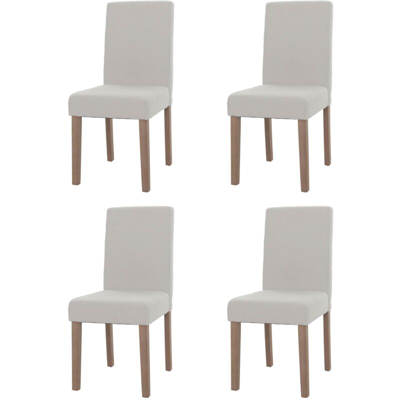 Décoshop26 - Lot de 4 chaises de salle à manger dossier haut en tissu bouclé crème pieds clair 040007513