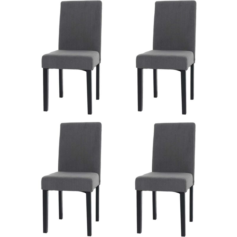 Lot de 4 chaises de salle à manger dossier haut en tissu velours côtelé gris foncé pieds foncés 040007522