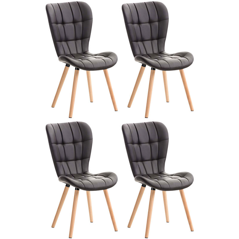 Lot de 4 chaises de salle à manger Elda en similicuir style scandinave Marron