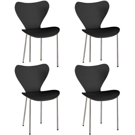 Lot de 4 chaises de salle à manger en plastique pour la maison et le bureau Noir