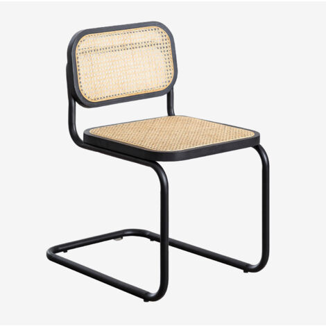 Lot de 4 Chaises de Salle à Manger en Rotin Tento Black SKLUM Noir - Noir