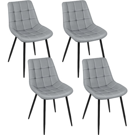Lot de 4 Chaises de Salle à Manger en Simili Cuir Chaises de cuisine tapissées gris clair