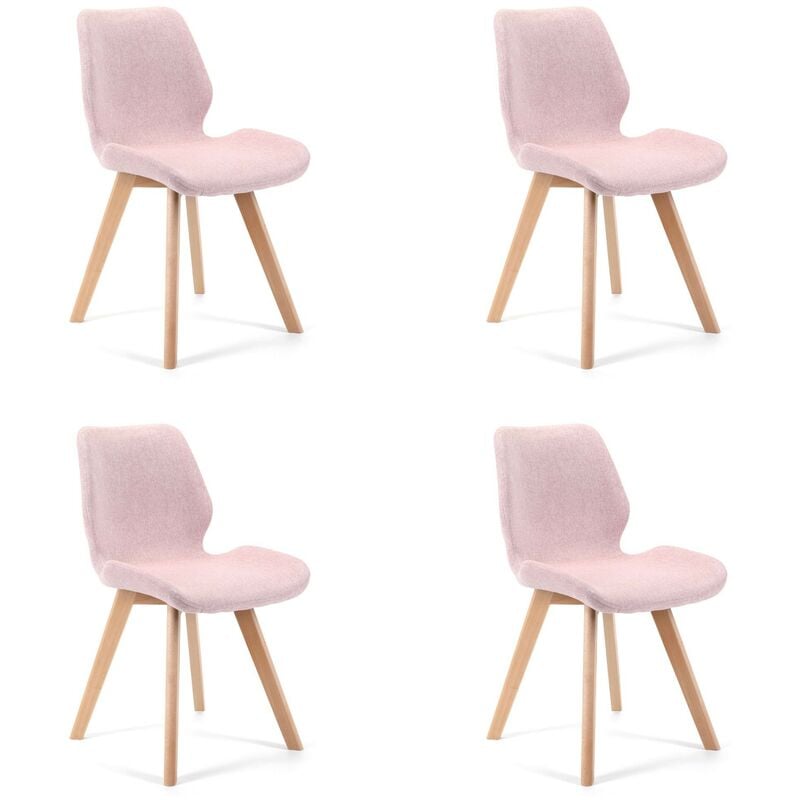 Akord - Lot de 4 chaises de salle à manger en tissu SJ.0159 Rose